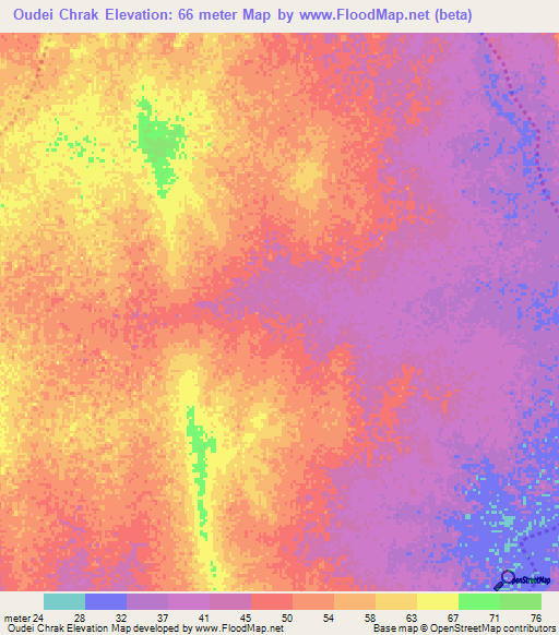 Oudei Chrak,Mauritania Elevation Map