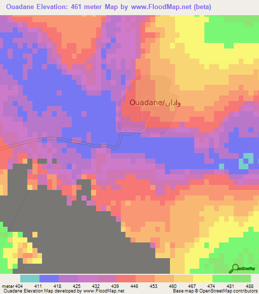 Ouadane,Mauritania Elevation Map