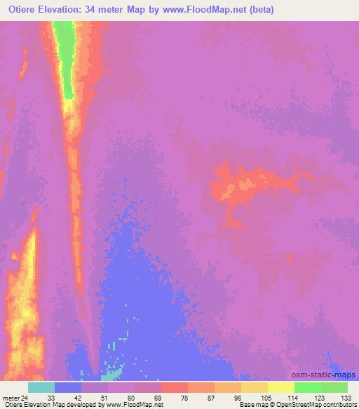 Otiere,Mauritania Elevation Map