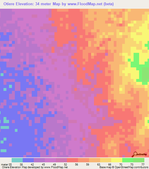Otiere,Mauritania Elevation Map