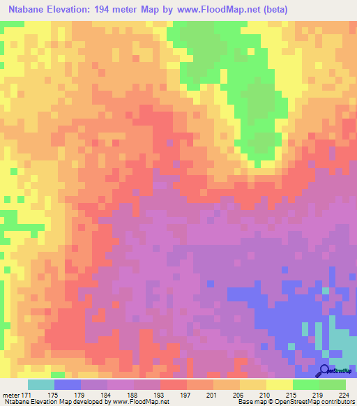 Ntabane,Mauritania Elevation Map