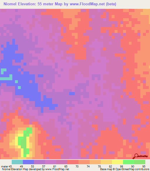 Niomel,Mauritania Elevation Map
