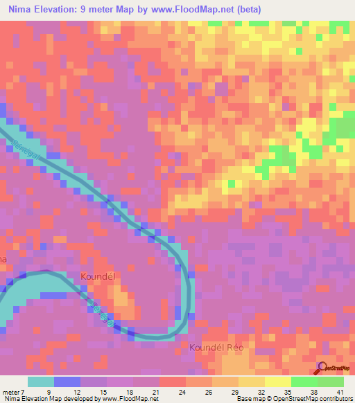 Nima,Mauritania Elevation Map