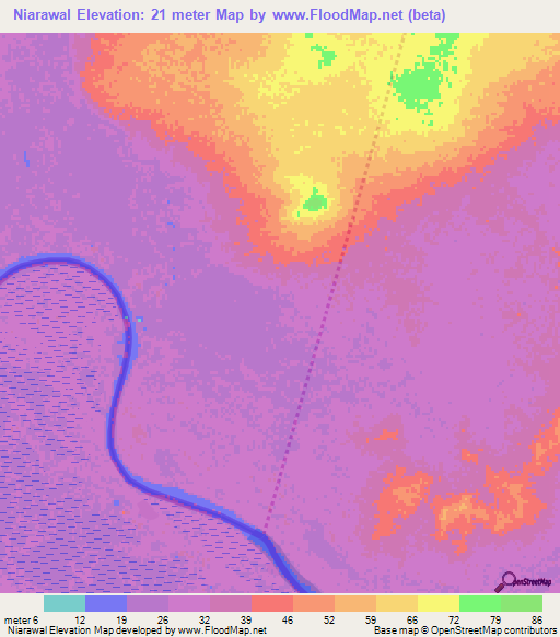 Niarawal,Mauritania Elevation Map