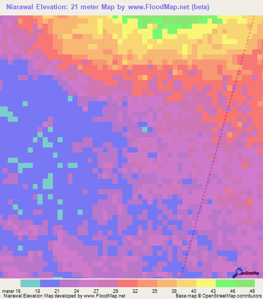 Niarawal,Mauritania Elevation Map