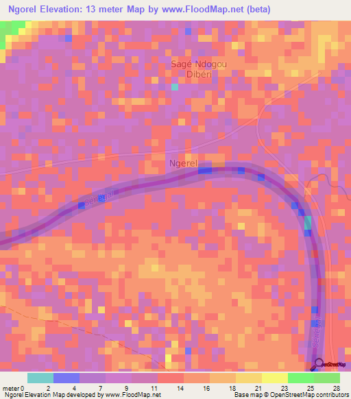 Ngorel,Mauritania Elevation Map