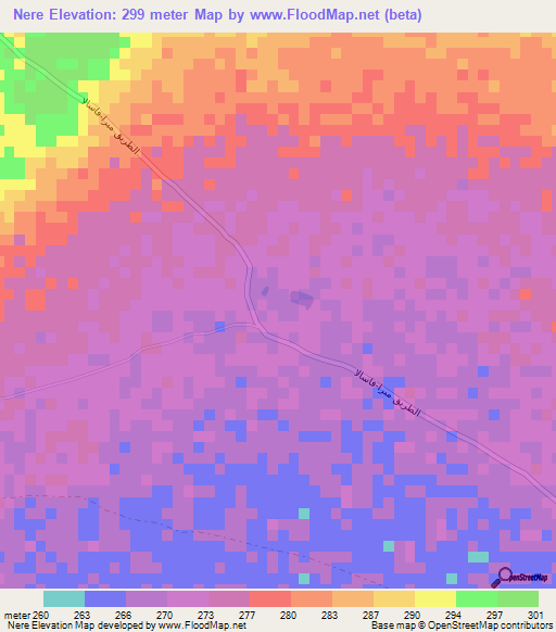 Nere,Mauritania Elevation Map