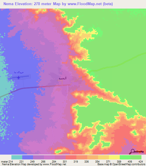 Nema,Mauritania Elevation Map