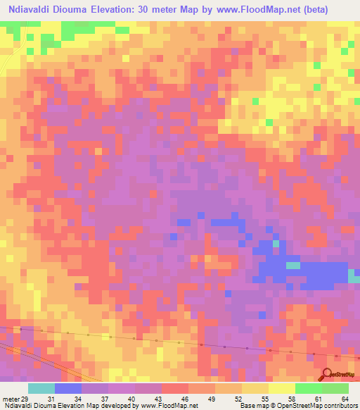 Ndiavaldi Diouma,Mauritania Elevation Map