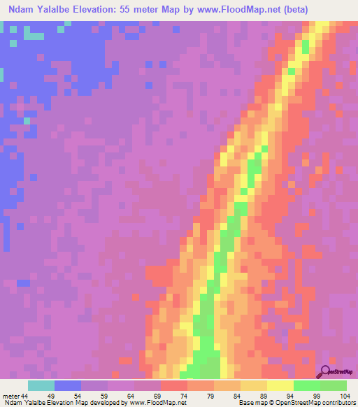 Ndam Yalalbe,Mauritania Elevation Map