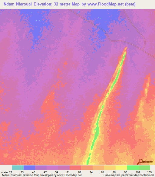 Ndam Niaroual,Mauritania Elevation Map