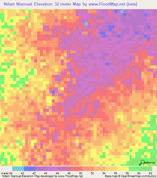 Ndam Niaroual,Mauritania Elevation Map