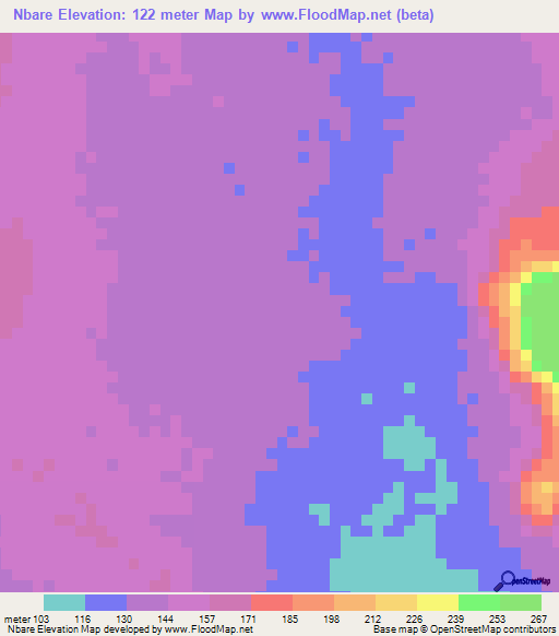 Nbare,Mauritania Elevation Map
