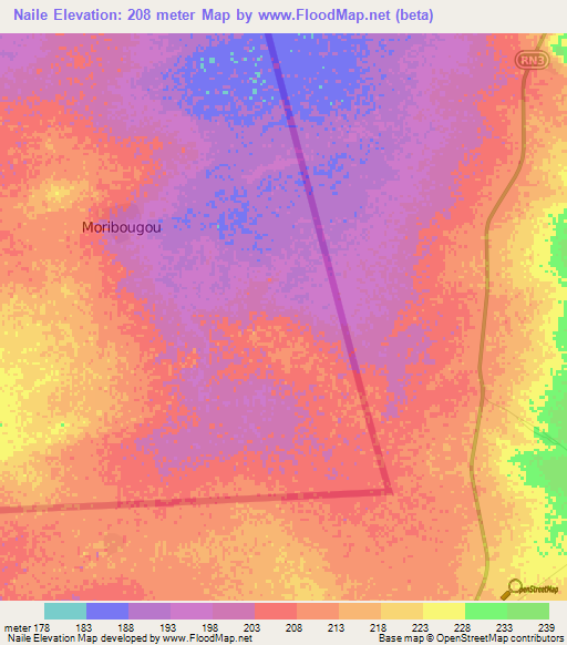 Naile,Mauritania Elevation Map