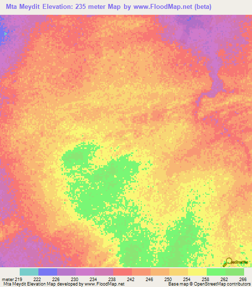 Mta Meydit,Mauritania Elevation Map