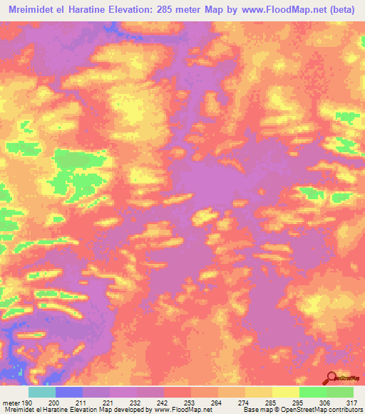 Mreimidet el Haratine,Mauritania Elevation Map