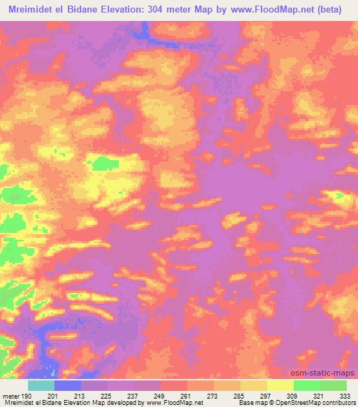 Mreimidet el Bidane,Mauritania Elevation Map