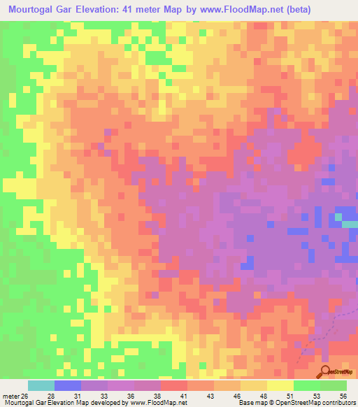 Mourtogal Gar,Mauritania Elevation Map