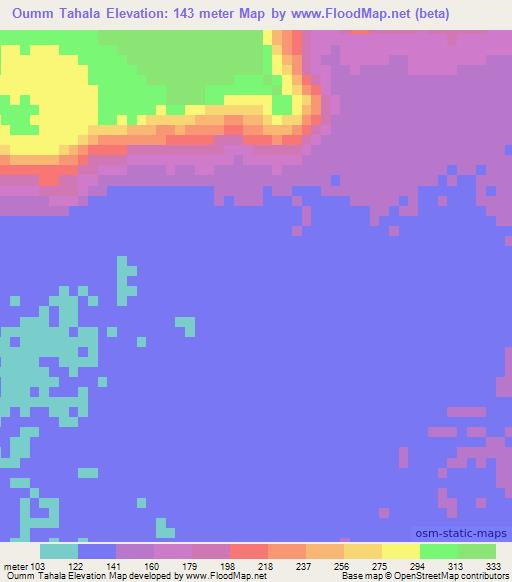Oumm Tahala,Mauritania Elevation Map