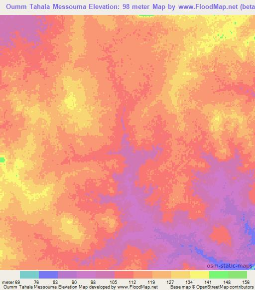 Oumm Tahala Messouma,Mauritania Elevation Map