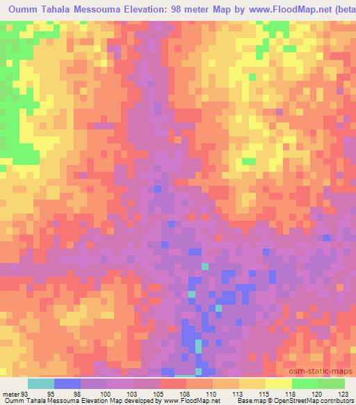 Oumm Tahala Messouma,Mauritania Elevation Map