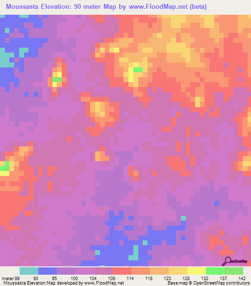 Moussasta,Mauritania Elevation Map