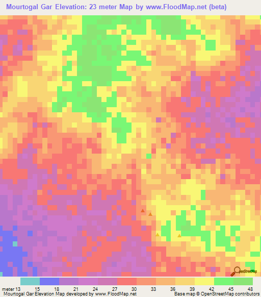 Mourtogal Gar,Mauritania Elevation Map