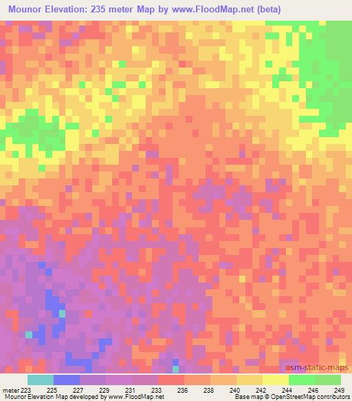 Mounor,Mauritania Elevation Map