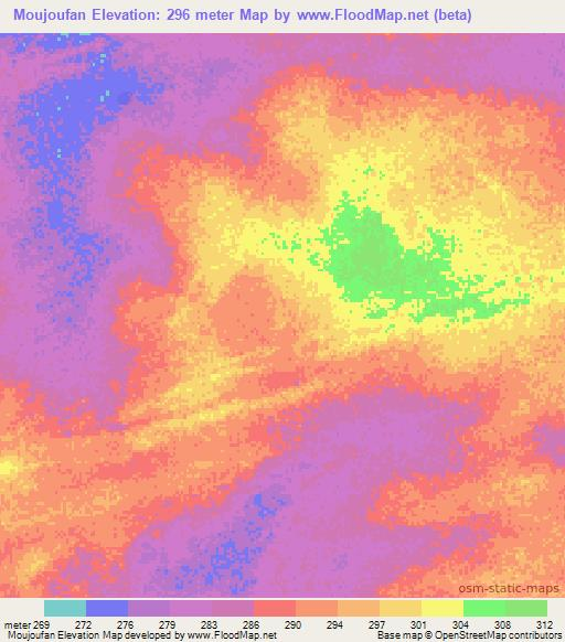 Moujoufan,Mauritania Elevation Map