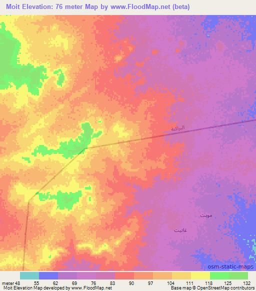 Moit,Mauritania Elevation Map