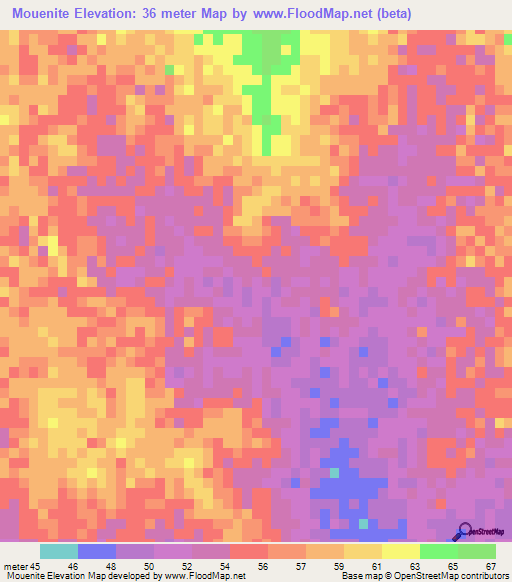Mouenite,Mauritania Elevation Map