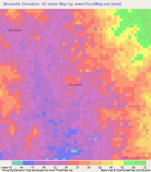 Mouenite,Mauritania Elevation Map