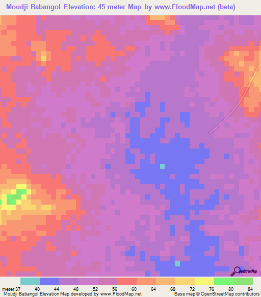 Moudji Babangol,Mauritania Elevation Map