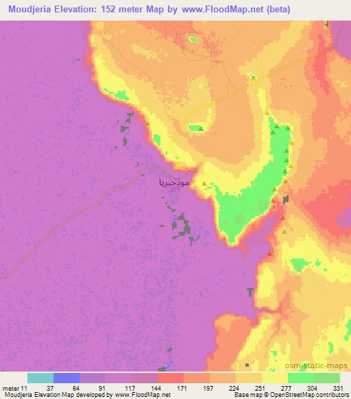 Moudjeria,Mauritania Elevation Map