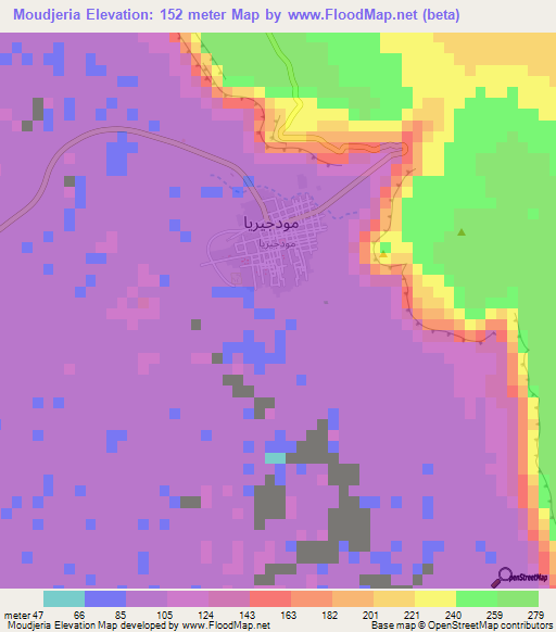 Moudjeria,Mauritania Elevation Map