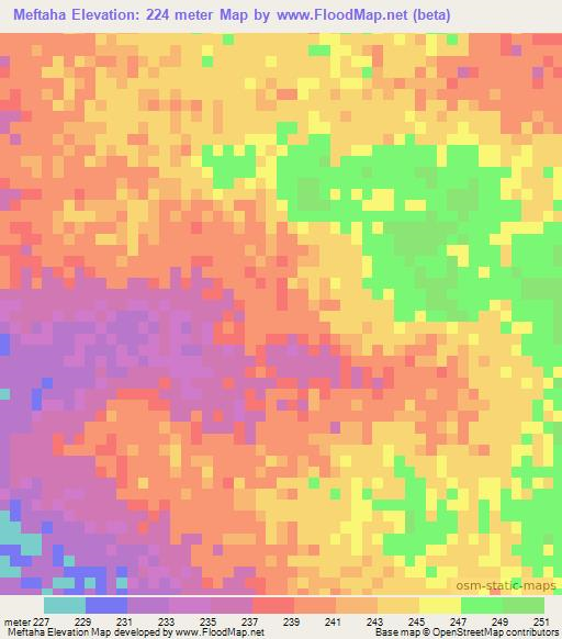 Meftaha,Mauritania Elevation Map