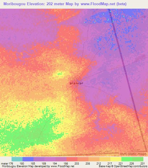 Moribougou,Mauritania Elevation Map