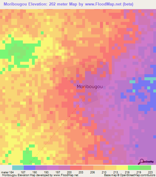 Moribougou,Mauritania Elevation Map