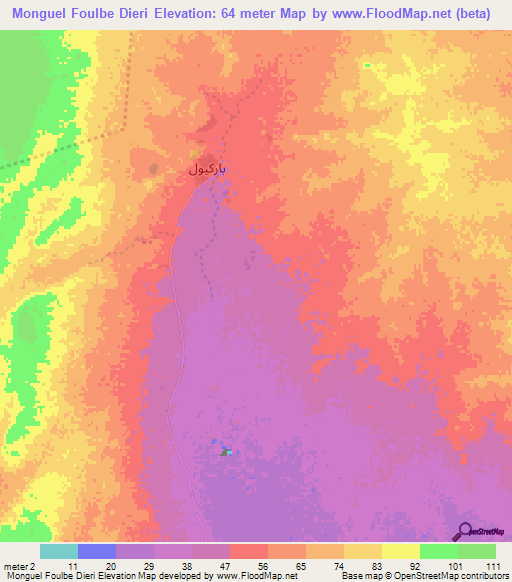 Monguel Foulbe Dieri,Mauritania Elevation Map