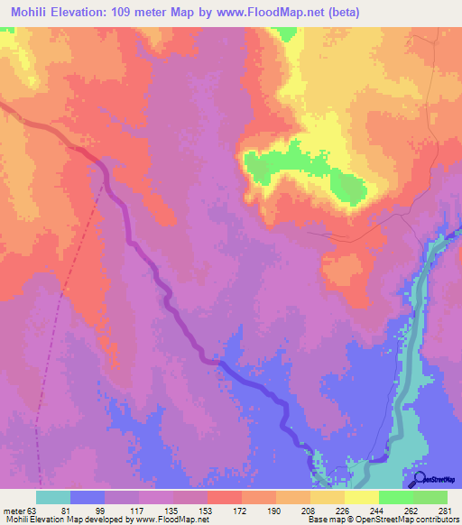 Mohili,Mauritania Elevation Map