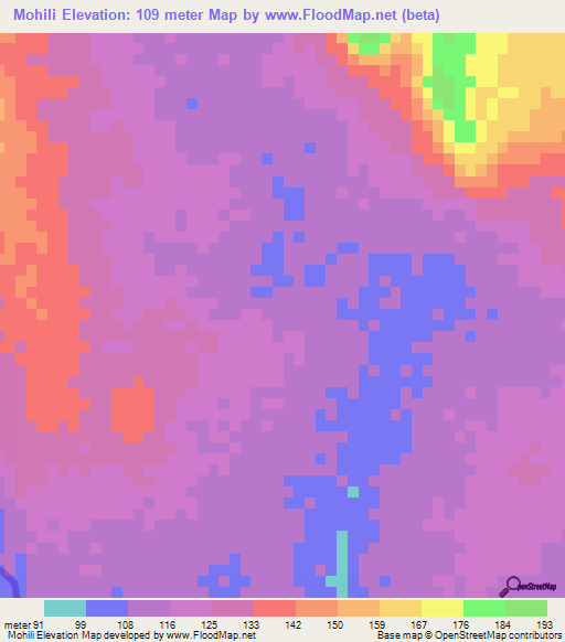 Mohili,Mauritania Elevation Map