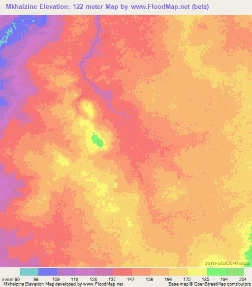 Mkhaizine,Mauritania Elevation Map