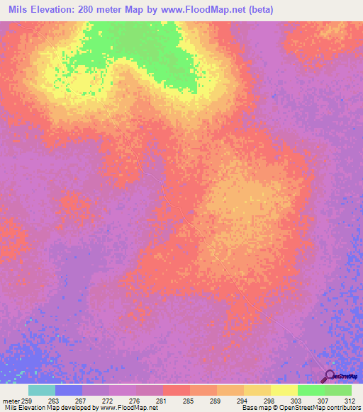 Mils,Mauritania Elevation Map