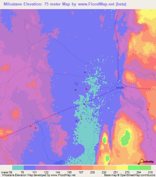 Miloatane,Mauritania Elevation Map
