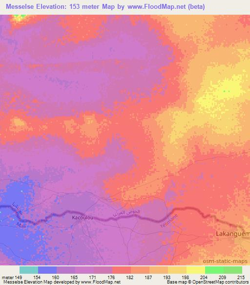 Messelse,Mauritania Elevation Map