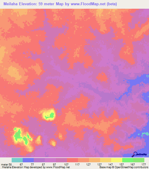 Meilaha,Mauritania Elevation Map