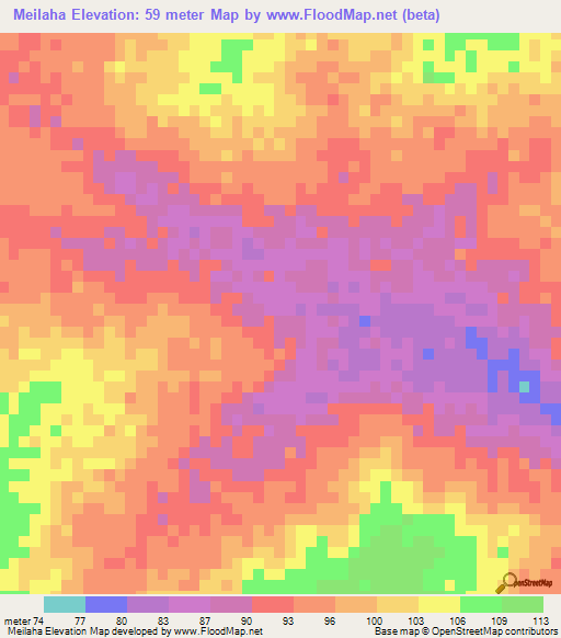 Meilaha,Mauritania Elevation Map