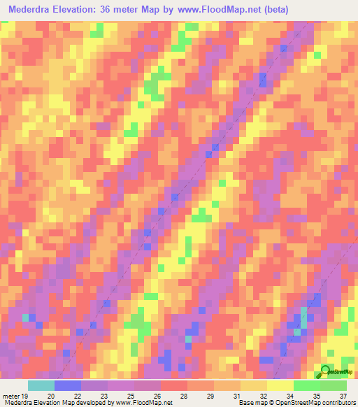 Mederdra,Mauritania Elevation Map
