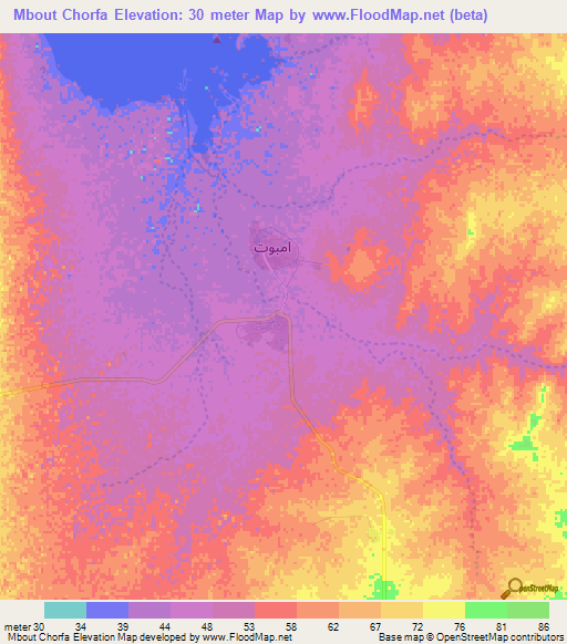 Mbout Chorfa,Mauritania Elevation Map