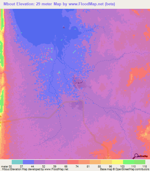 Mbout,Mauritania Elevation Map